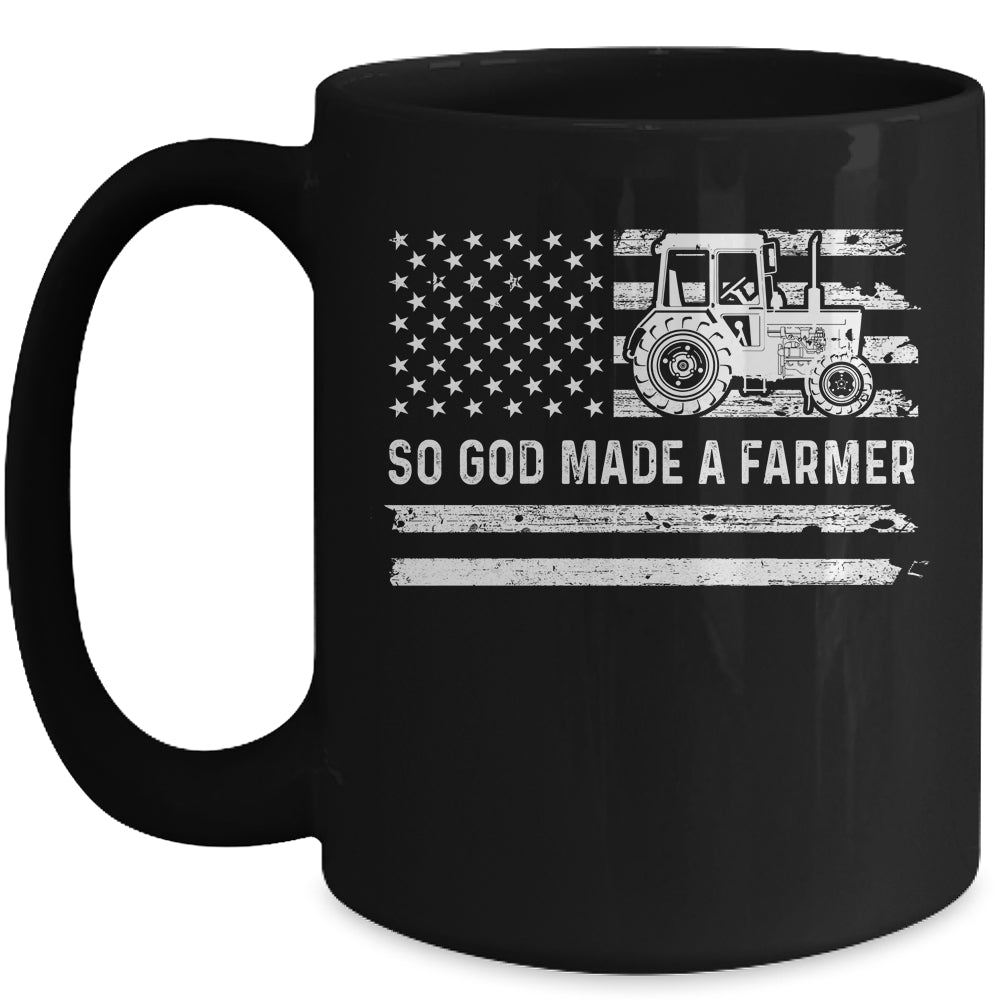 American Flag Tractor So God Made A Farmer Mug Coffee Mug | Teecentury.com