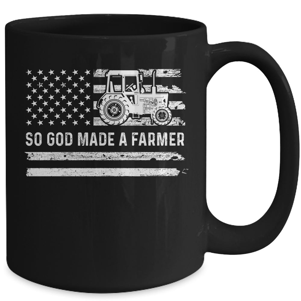 American Flag Tractor So God Made A Farmer Mug Coffee Mug | Teecentury.com