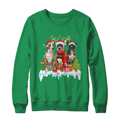 American Pitbull Terrier Christmas Lights Santa Elf Reindeer T-Shirt & Sweatshirt | Teecentury.com