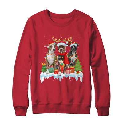 American Pitbull Terrier Christmas Lights Santa Elf Reindeer T-Shirt & Sweatshirt | Teecentury.com