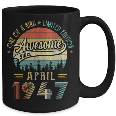 April 1947 Vintage 75 Years Old Retro 75th Birthday Mug Coffee Mug | Teecentury.com