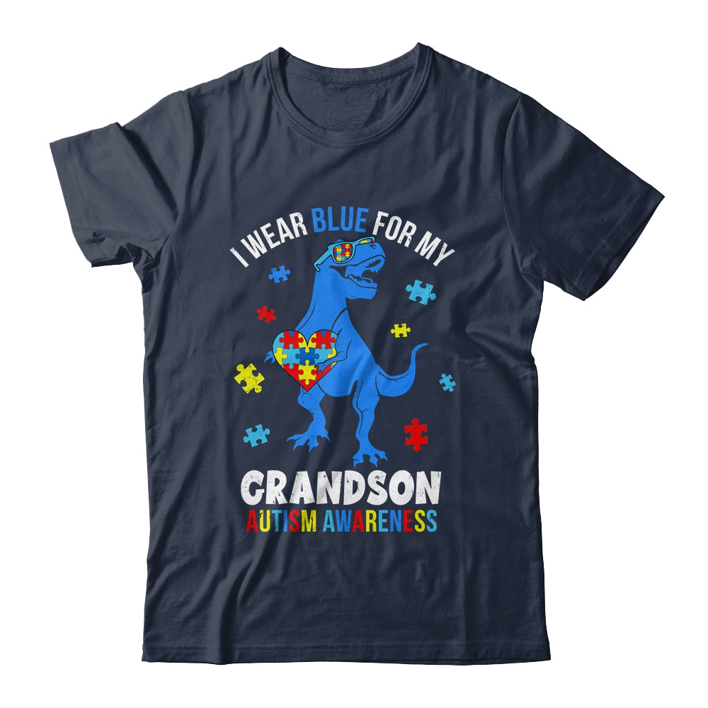 April I Wear Blue For Grandson Dinosaur Autism Awareness Shirt & Hoodie | teecentury