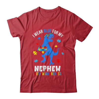 April I Wear Blue For Nephew Dinosaur Autism Awareness Shirt & Hoodie | teecentury