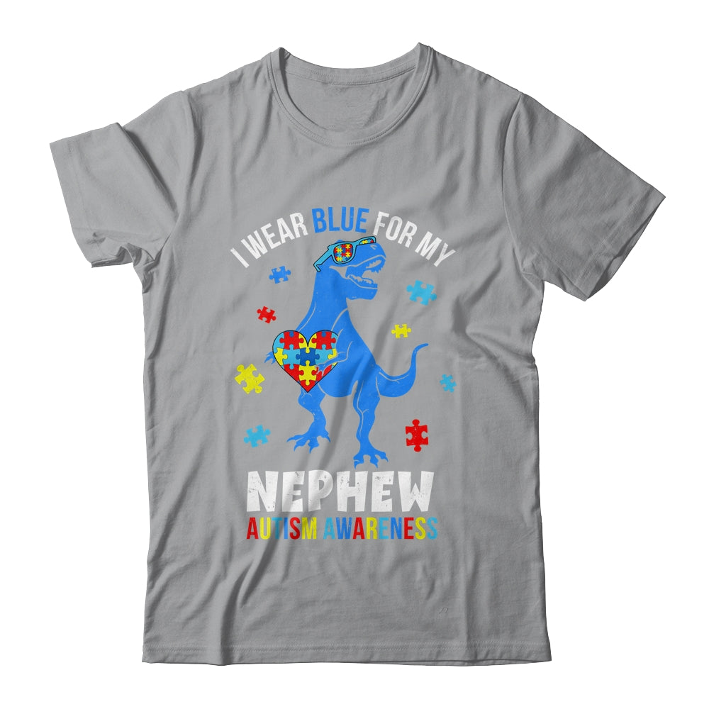 April I Wear Blue For Nephew Dinosaur Autism Awareness Shirt & Hoodie | teecentury