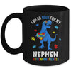 April I Wear Blue For Nephew Dinosaur Autism Awareness Mug | teecentury