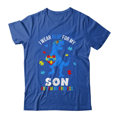 April I Wear Blue For Son Dinosaur Autism Awareness Shirt & Hoodie | teecentury