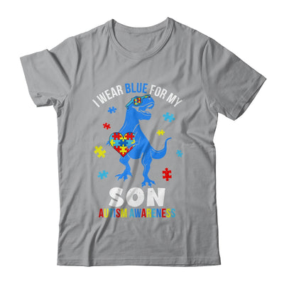 April I Wear Blue For Son Dinosaur Autism Awareness Shirt & Hoodie | teecentury