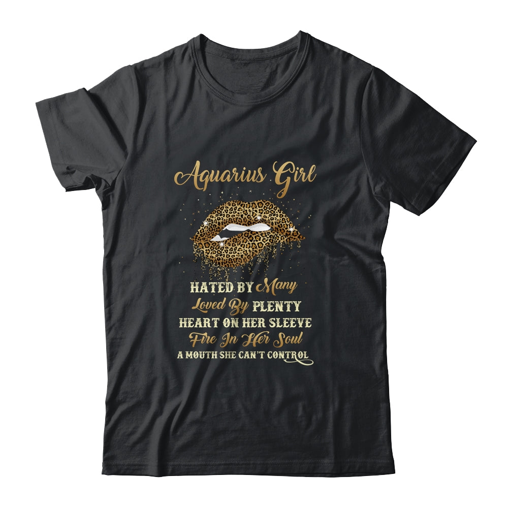 Aquarius Girl Birthday Funny Leopard Lips Women T-Shirt & Tank Top | Teecentury.com