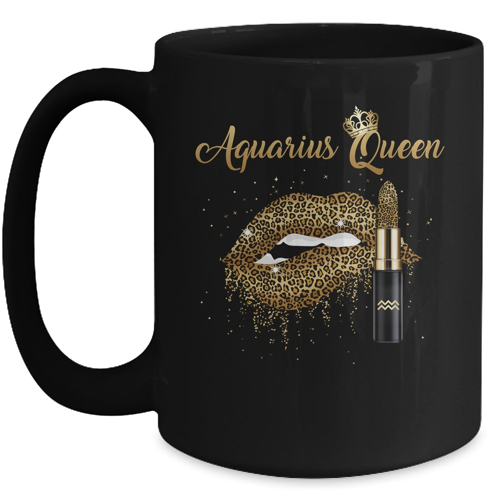 Aquarius Queen Girl Leopard Birthday Lips Lipstick Women Mug Coffee Mug | Teecentury.com