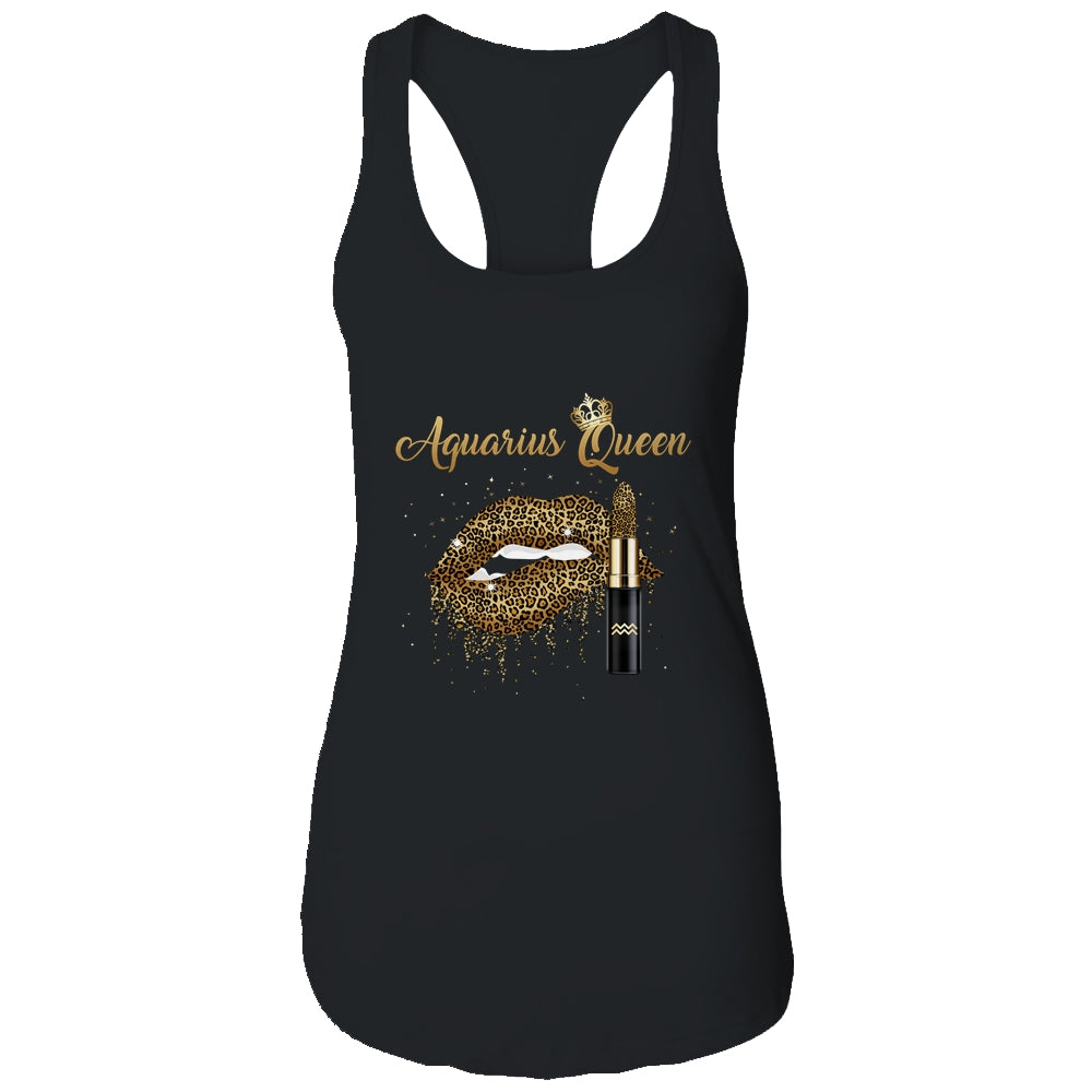 Aquarius Queen Girl Leopard Birthday Lips Lipstick Women T-Shirt & Tank Top | Teecentury.com