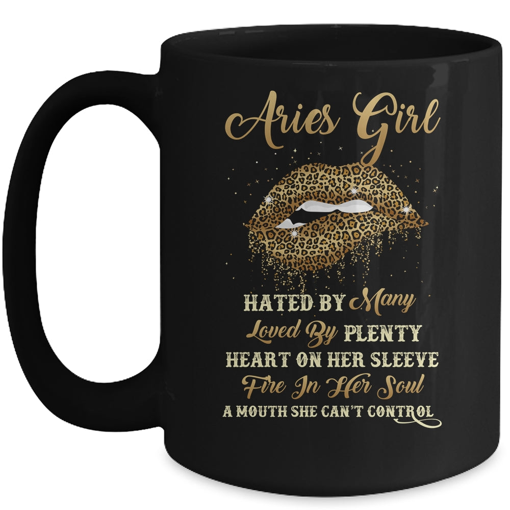 Aries Girl Birthday Funny Leopard Lips Women Mug Coffee Mug | Teecentury.com