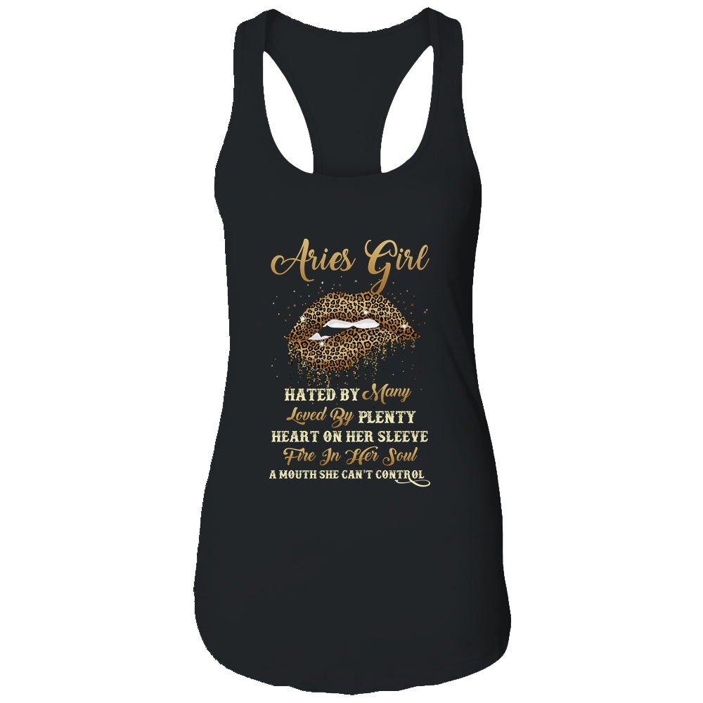 Aries Girl Birthday Funny Leopard Lips Women T-Shirt & Tank Top | Teecentury.com