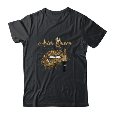Aries Queen Girl Leopard Birthday Lips Lipstick Women T-Shirt & Tank Top | Teecentury.com