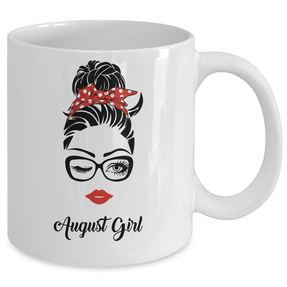 August Girl Woman Face Wink Eyes Lady Face Birthday Gift Mug Coffee Mug | Teecentury.com