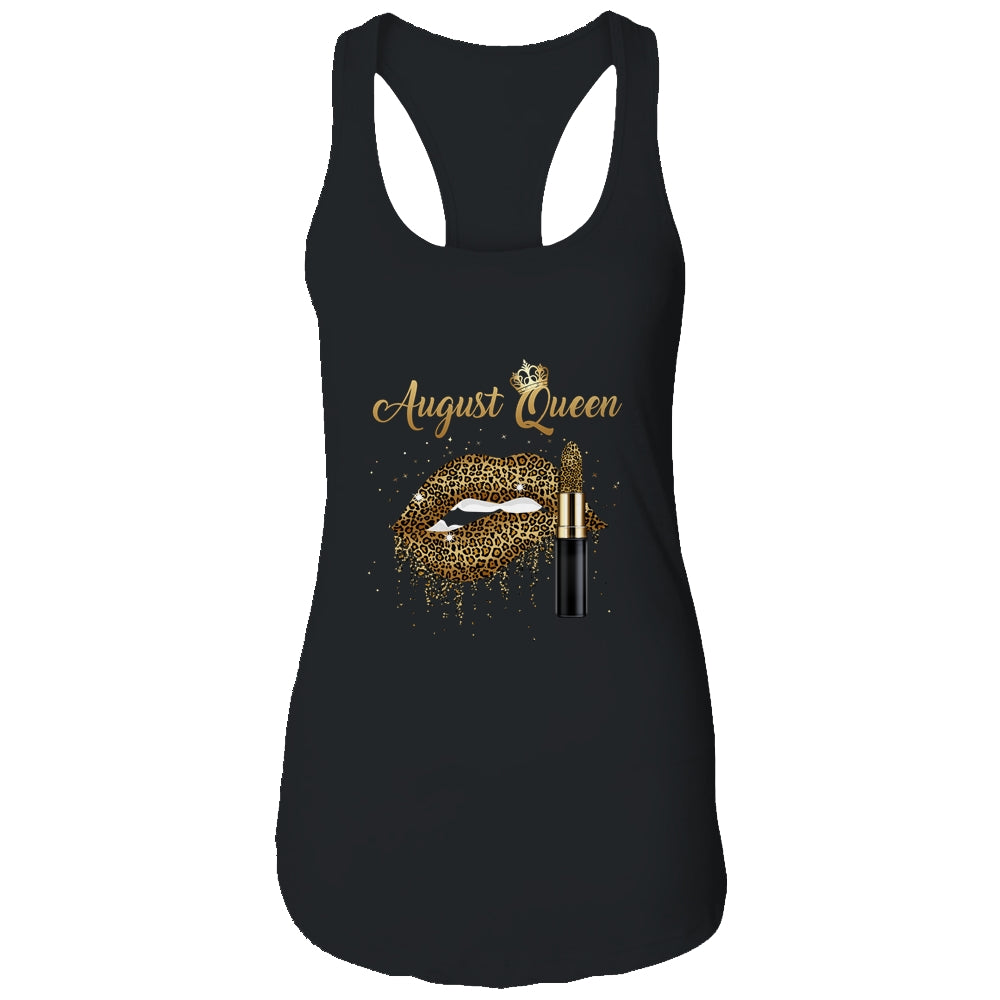 August Queen Girl Leopard Birthday Lips Lipstick Women T-Shirt & Tank Top | Teecentury.com