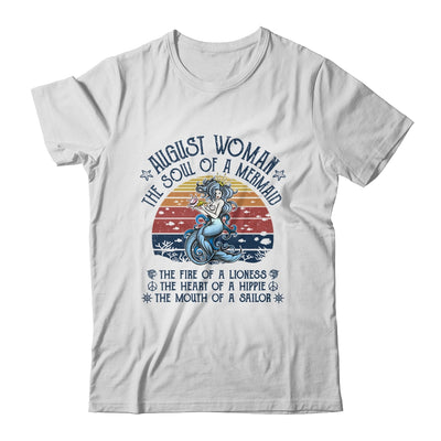 August Woman The Soul Of A Mermaid Vintage Birthday Gift T-Shirt & Tank Top | Teecentury.com
