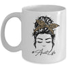 Aunt Life Messy Bun Hair Bandana Leopard Print Mug Coffee Mug | Teecentury.com