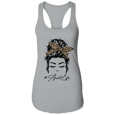 Aunt Life Messy Bun Hair Bandana Leopard Print T-Shirt & Tank Top | Teecentury.com