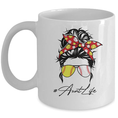 Aunt Life Softball Baseball Women Mothers Day Messy Bun Funny Mug Coffee Mug | Teecentury.com