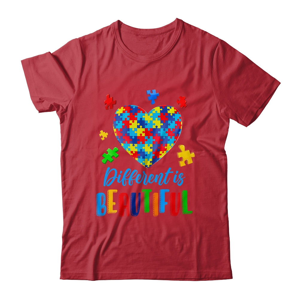 Autism Awareness Different Is Beautiful Autism Heart Shirt & Hoodie | teecentury