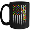 Autism Awareness Distressed American Flag Puzzle Ribbon Mug Coffee Mug | Teecentury.com