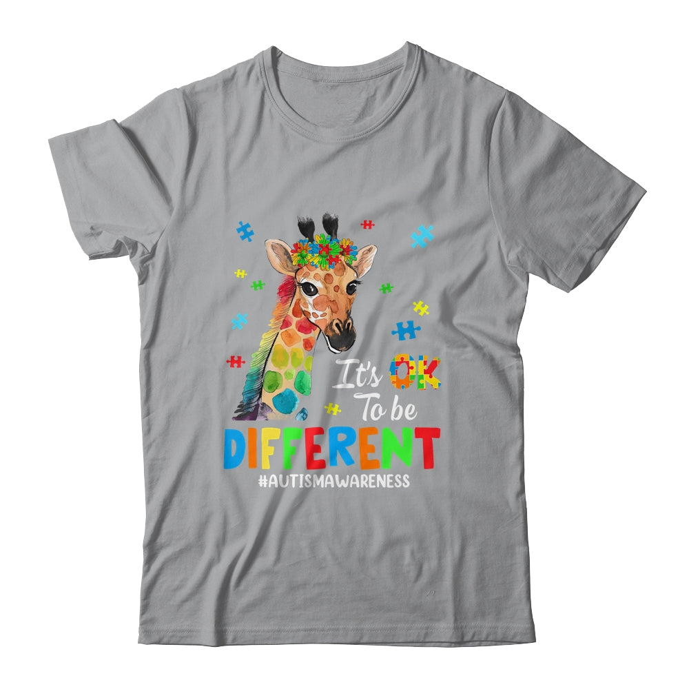 Autism Awareness Giraffe Women Kid Its Ok To Be Different Shirt & Hoodie | teecentury