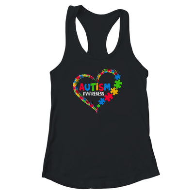 Autism Awareness Heart Puzzle Piece Support Autistic Shirt & Tank Top | teecentury