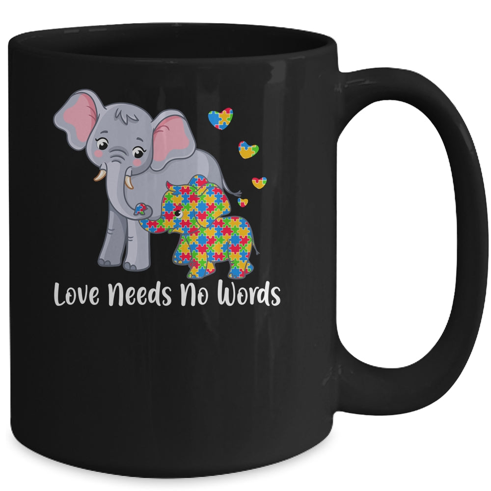Autism Awareness Love Needs No Words Elephant Support Mug | teecentury
