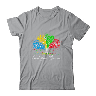 Autism Awareness Rainbow Tree Grow Your Awareness Hand Drawn T-Shirt & Hoodie | Teecentury.com