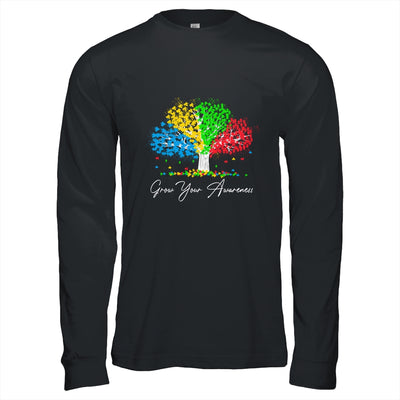 Autism Awareness Rainbow Tree Grow Your Awareness Hand Drawn T-Shirt & Hoodie | Teecentury.com