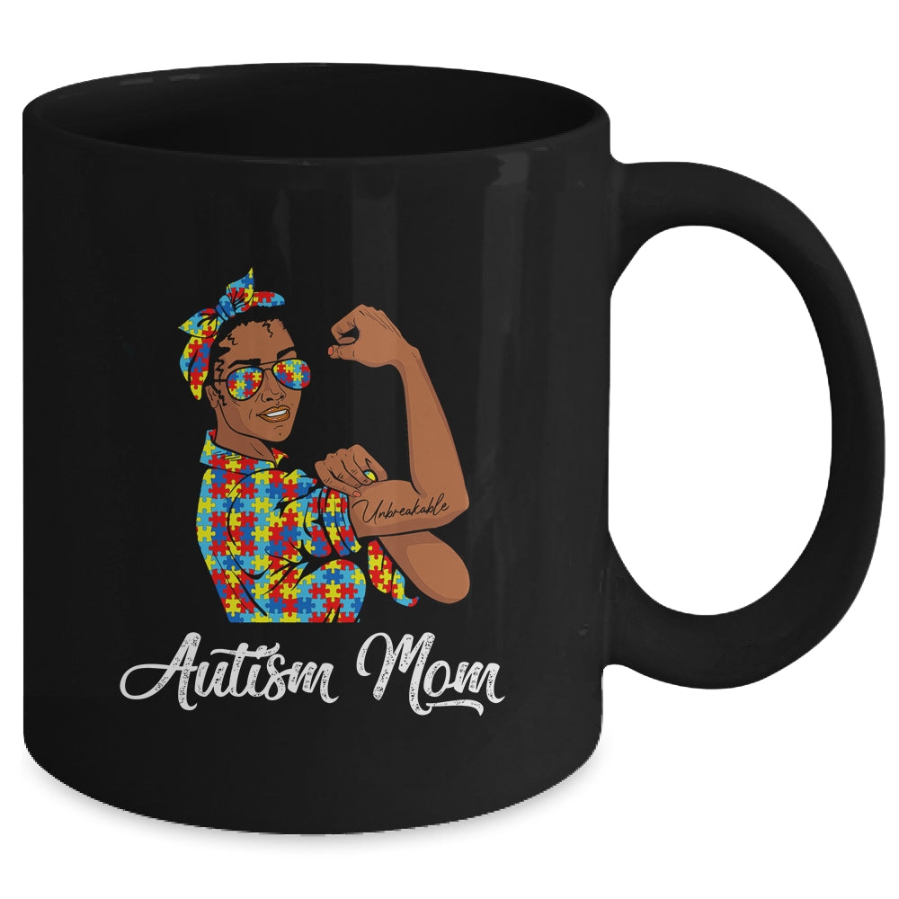Autism Awareness Strong Mom Afro Mother Black Women Mug | teecentury