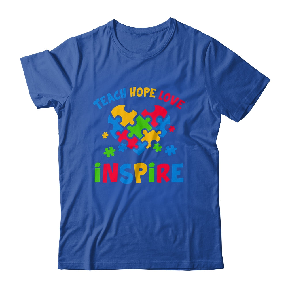 Autism Awareness Teacher Teach Hope Love Inspire Shirt & Hoodie | teecentury