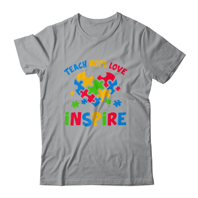 Autism Awareness Teacher Teach Hope Love Inspire Shirt & Hoodie | teecentury