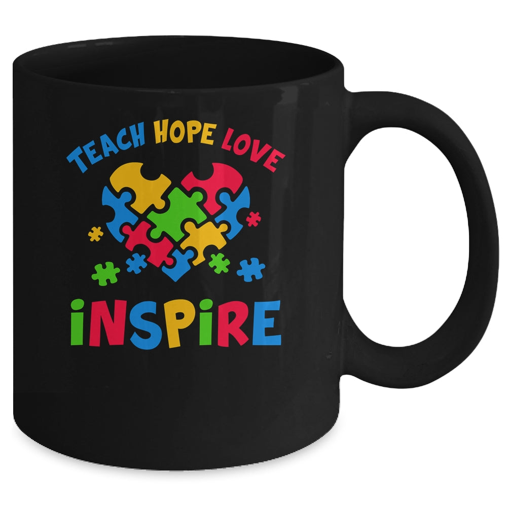 Autism Awareness Teacher Teach Hope Love Inspire Mug | teecentury