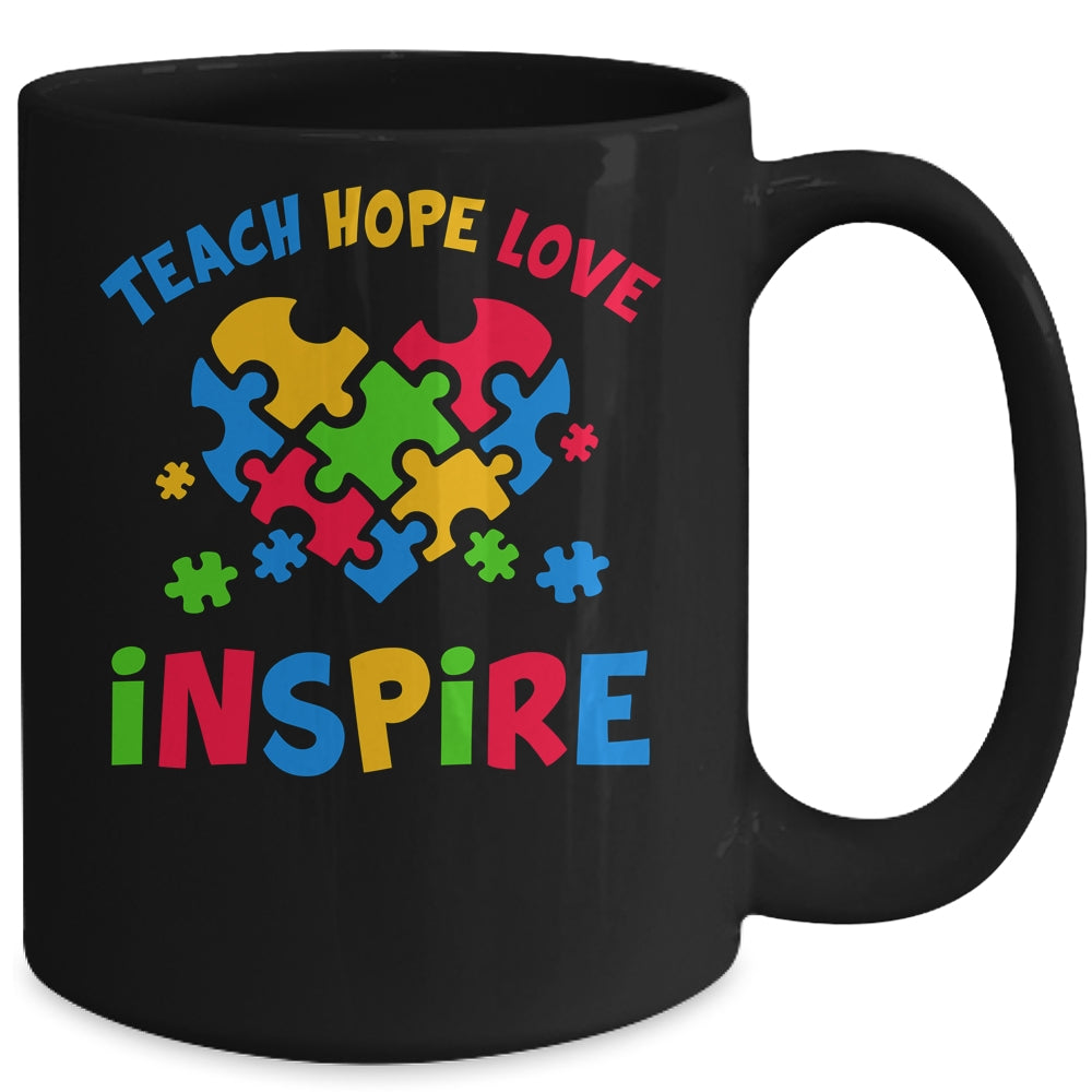 Autism Awareness Teacher Teach Hope Love Inspire Mug | teecentury
