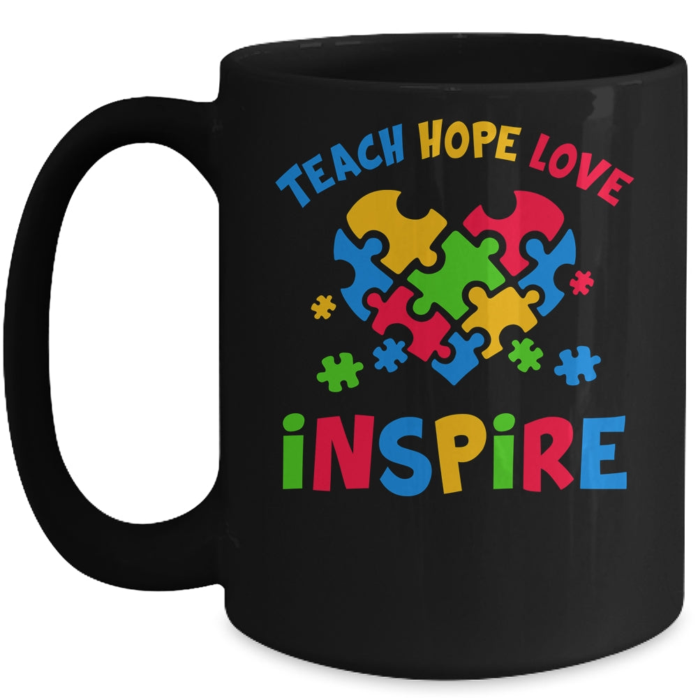 Autism Awareness Teacher Teach Hope Love Inspire Mug | teecentury