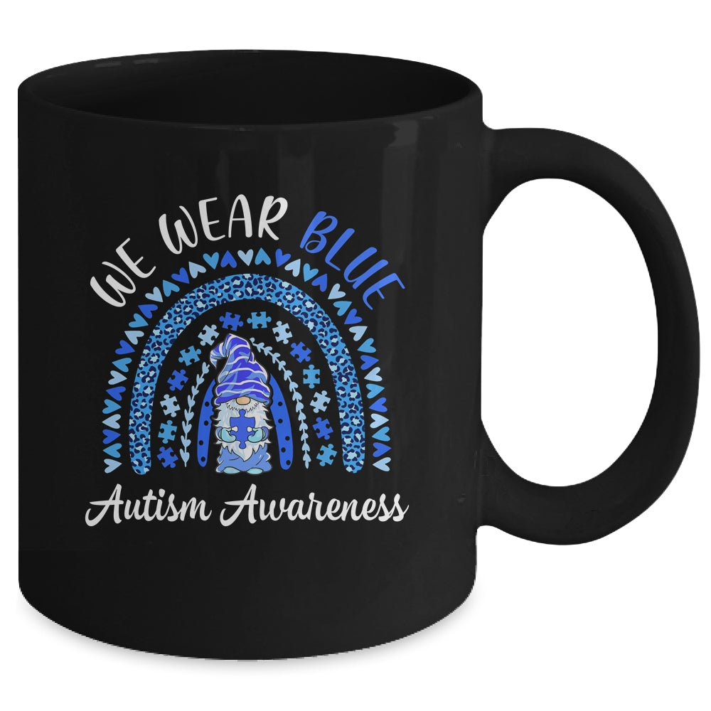 Autism Awareness We Wear Blue Rainbow Gnome Mug | teecentury