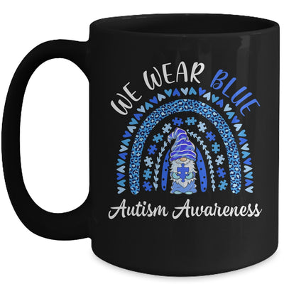 Autism Awareness We Wear Blue Rainbow Gnome Mug | teecentury