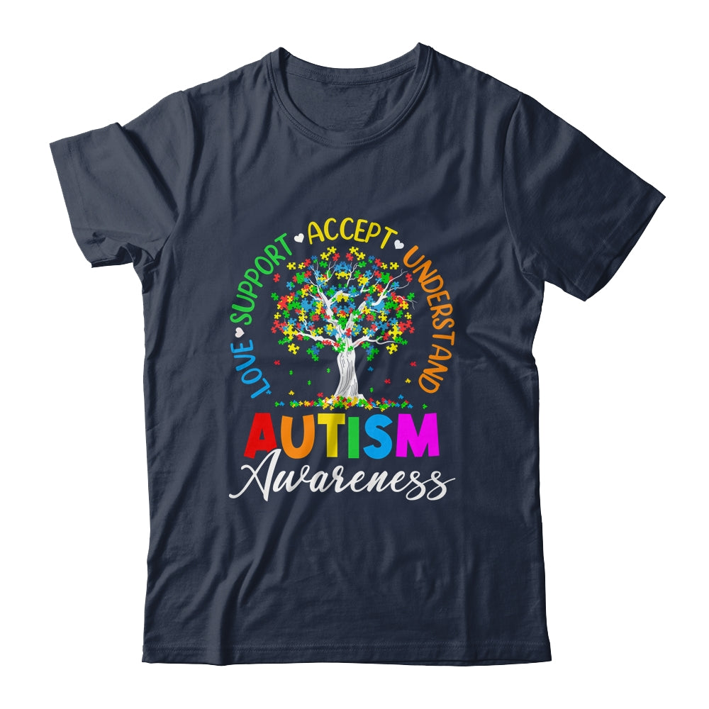 Autism Love Accept Support Autistic Autism Awareness Tree Shirt & Hoodie | teecentury