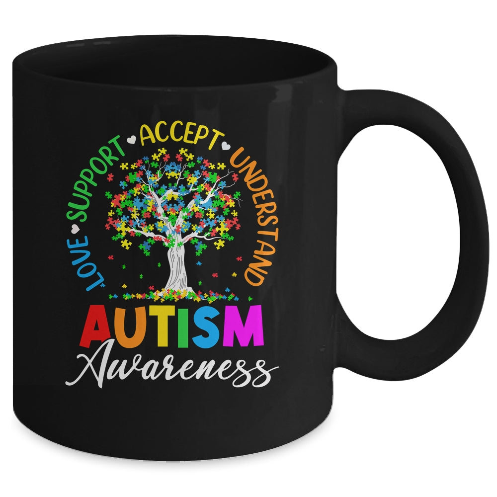 Autism Love Accept Support Autistic Autism Awareness Tree Mug | teecentury