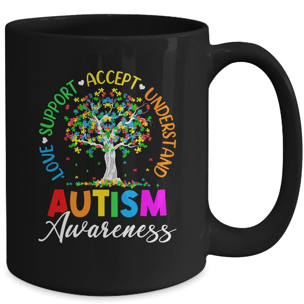 Autism Love Accept Support Autistic Autism Awareness Tree Mug | teecentury