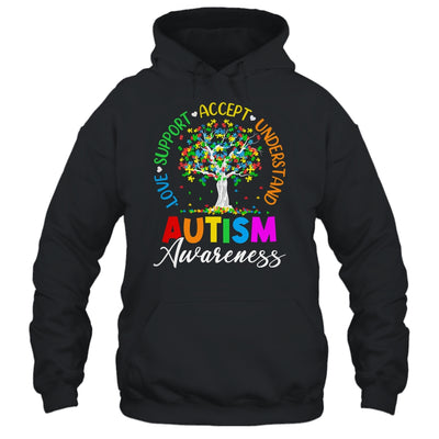 Autism Love Accept Support Autistic Autism Awareness Tree Shirt & Hoodie | teecentury