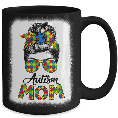 Autism Puzzle Messy Bun Mom Awareness For Woman Mug Coffee Mug | Teecentury.com