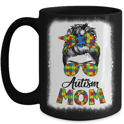 Autism Puzzle Messy Bun Mom Awareness For Woman Mug Coffee Mug | Teecentury.com
