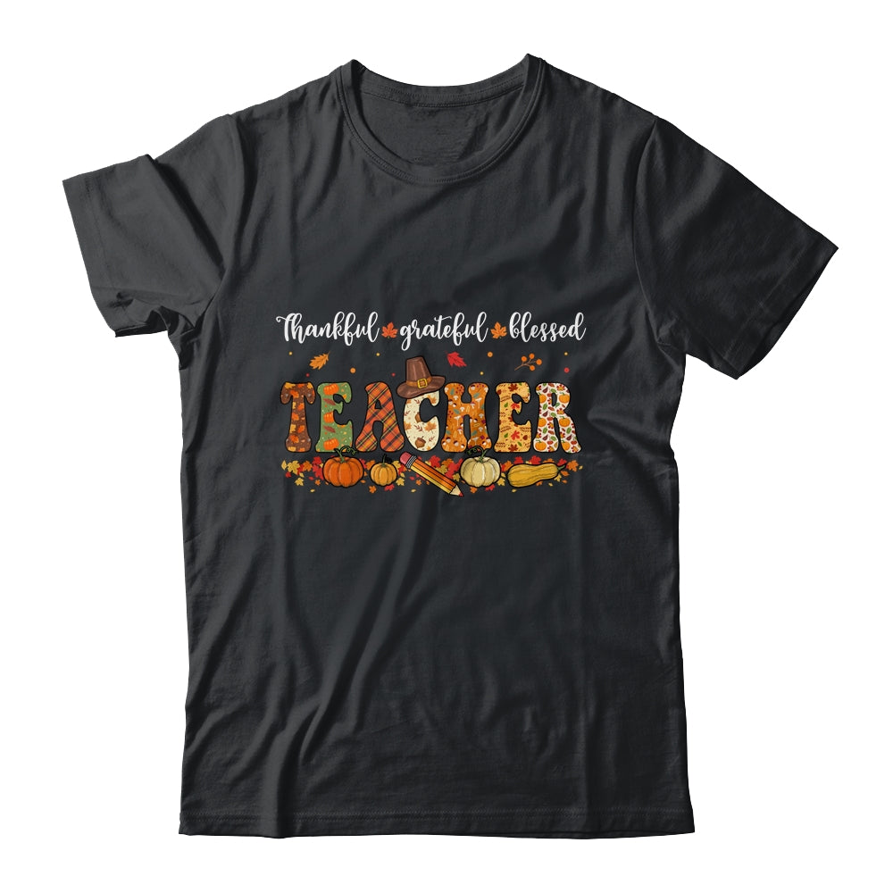 Autumn Fall Outfit Teacher Thankful Grateful Blessed Pumpkin Shirt & Hoodie | teecentury