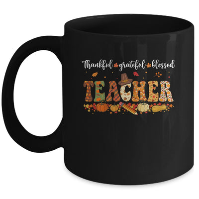 Autumn Fall Outfit Teacher Thankful Grateful Blessed Pumpkin Mug | teecentury