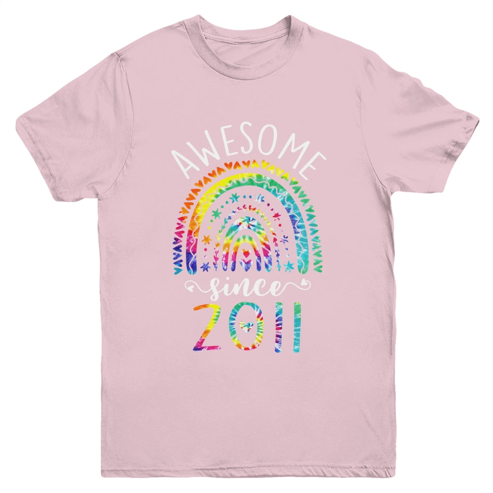 Awesome Since 2011 11th Birthday Rainbow Girl Tie Dye Youth Shirt | teecentury