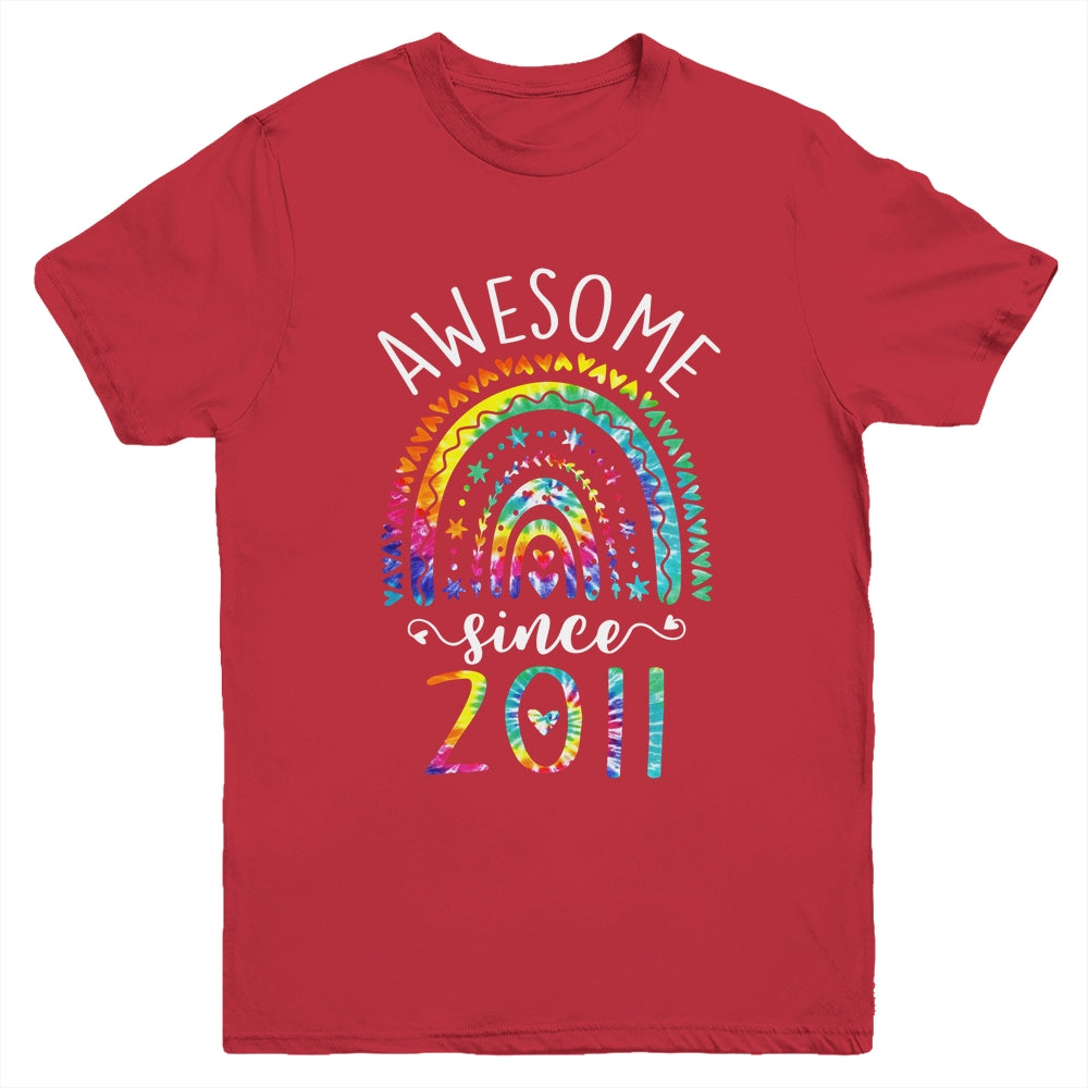 Awesome Since 2011 11th Birthday Rainbow Girl Tie Dye Youth Shirt | teecentury