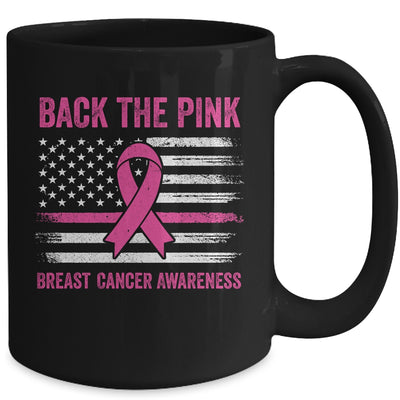 Back The Pink Ribbon American Flag Breast Cancer Awareness Mug Coffee Mug | Teecentury.com