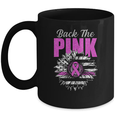 Back The Pink Ribbon Sunflower Flag Breast Cancer Awareness Mug Coffee Mug | Teecentury.com